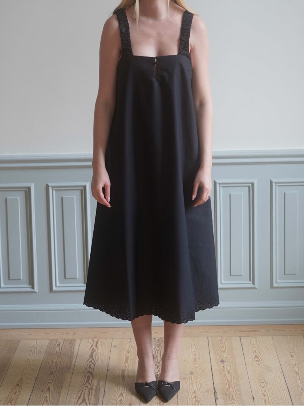 Breezy Embroidered Dress Black with Tags